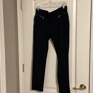 Ann Taylor Black Leggings with Gold Zipper Accents